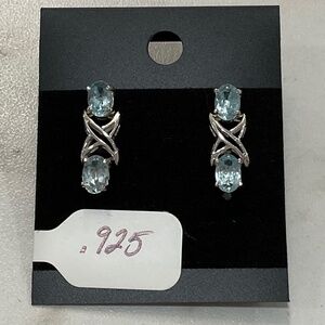 Sterling Silver Powder Blue Gem Earrings